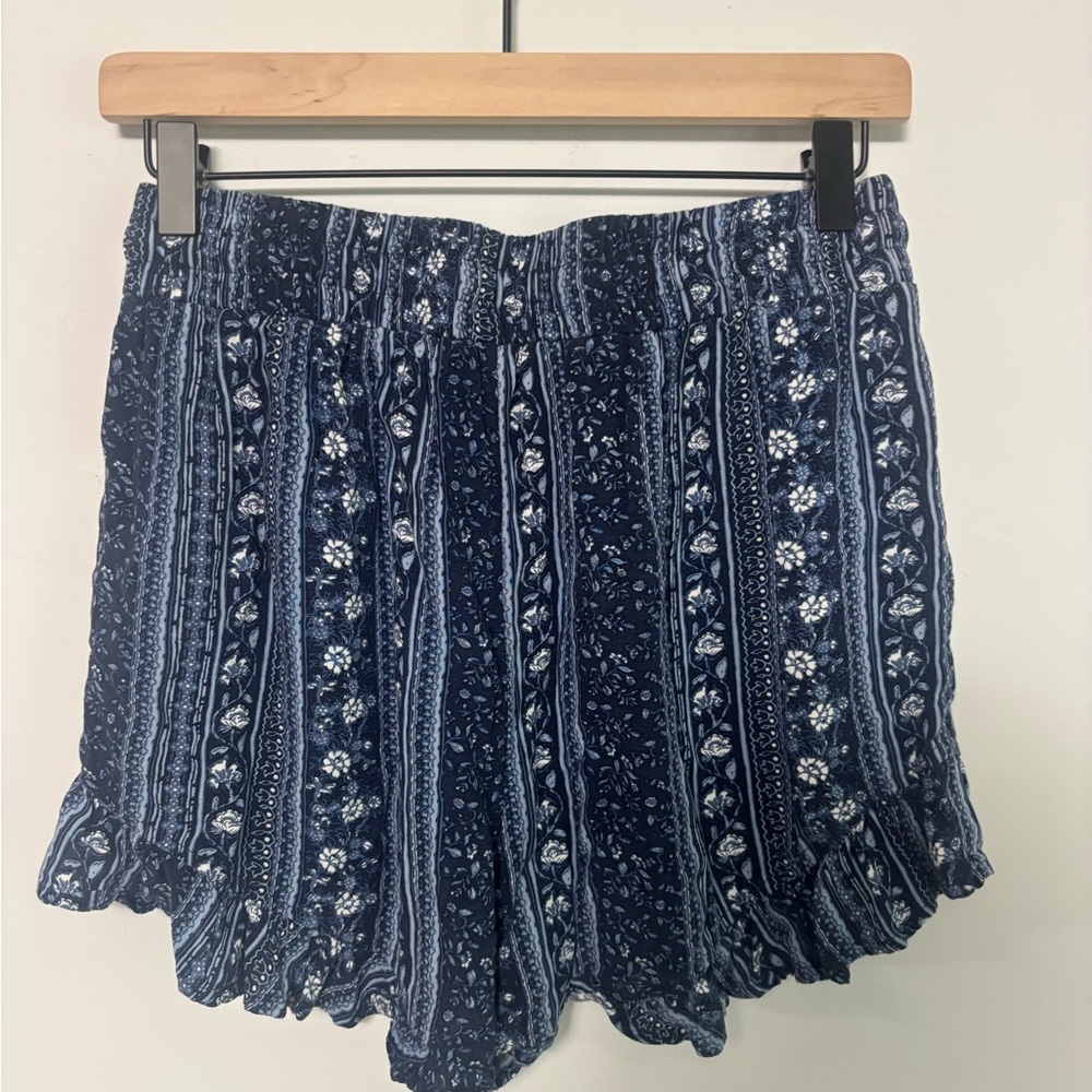 Hollister Blue Floral High Waist Shorts